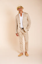 Milano Jogger men's chino pants in linen and cotton twill extra slim fit