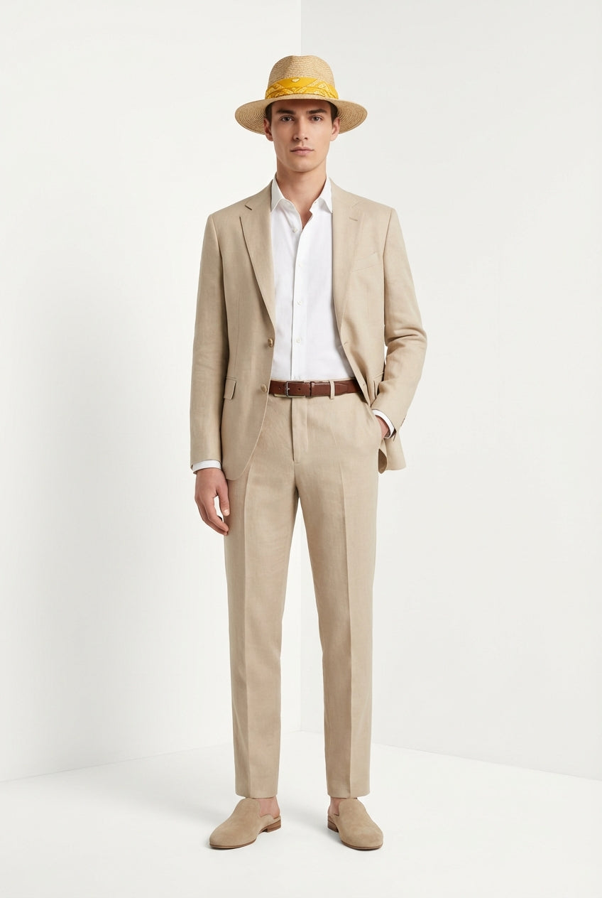 Milano Jogger men's chino pants in linen and cotton twill extra slim fit