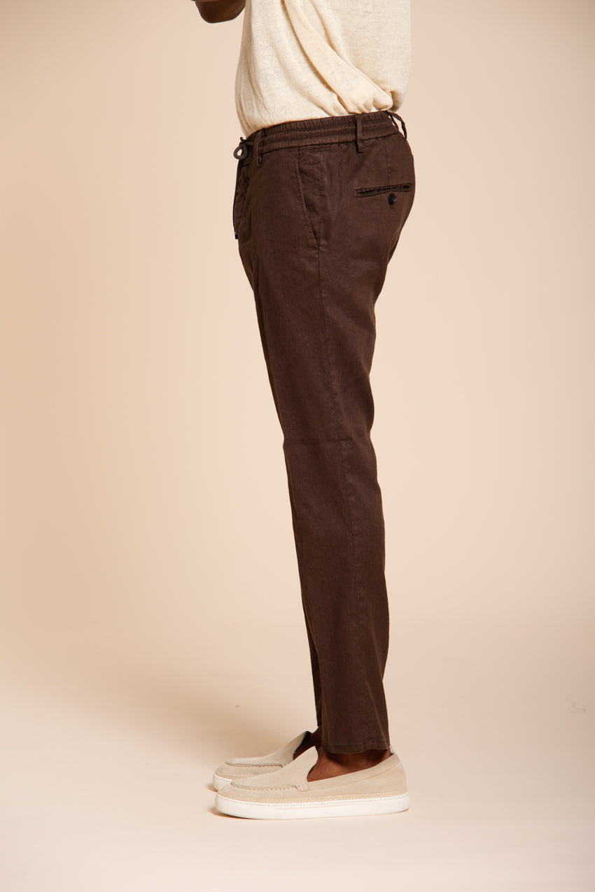 Milano Jogger men's chino pants in linen and cotton twill extra slim fit