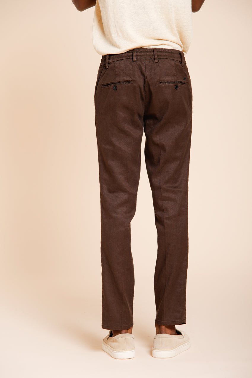 Milano Jogger men's chino pants in linen and cotton twill extra slim fit