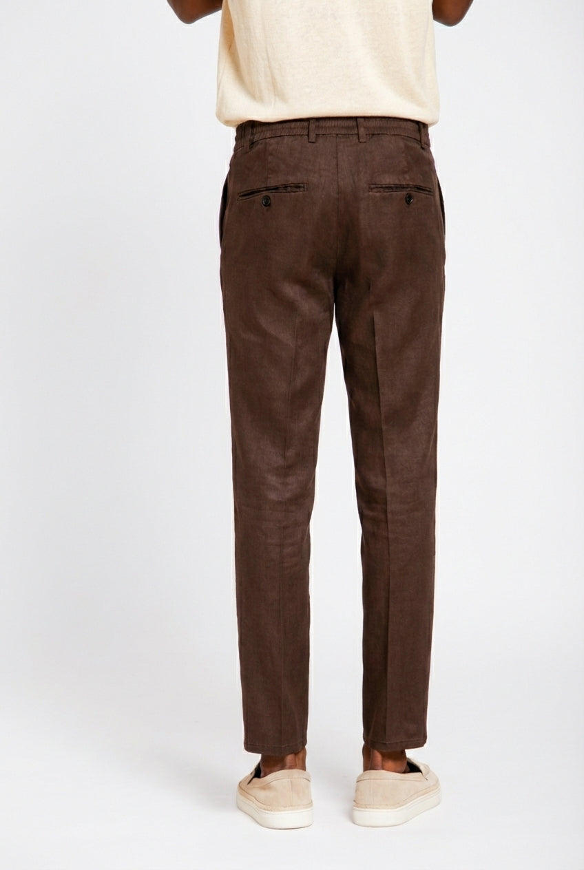Milano Jogger men's chino pants in linen and cotton twill extra slim fit
