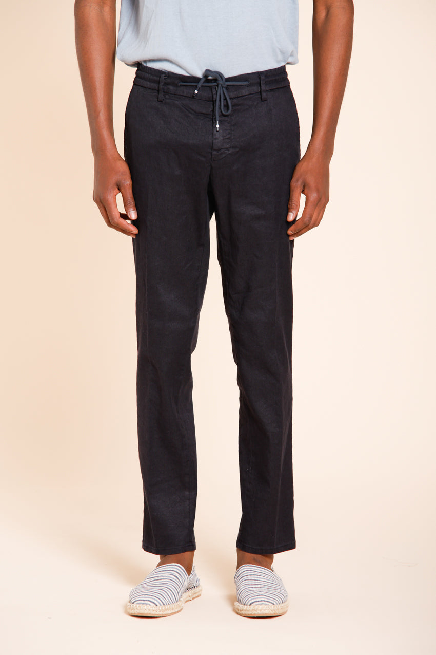 Milano Jogger men's chino pants in linen and cotton twill extra slim fit