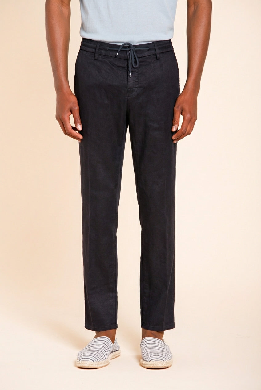 Milano Jogger men's chino pants in linen and cotton twill extra slim fit