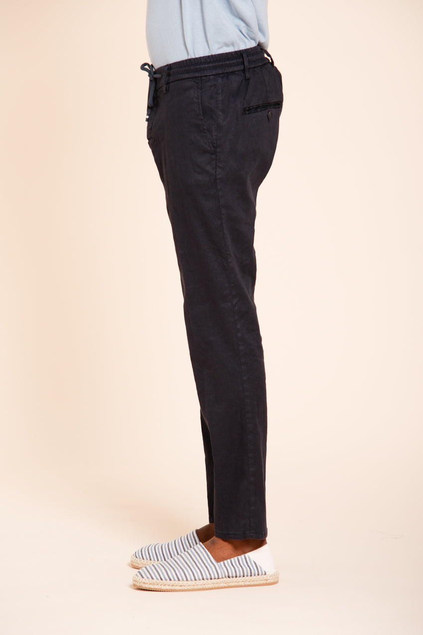 Milano Jogger men's chino pants in linen and cotton twill extra slim fit