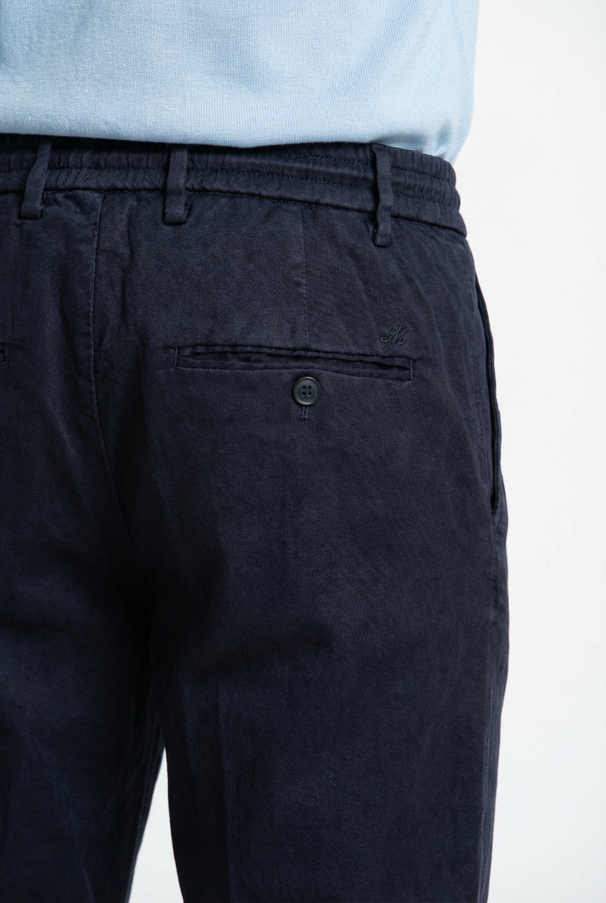 Milano Jogger men's chino pants in linen and cotton twill extra slim fit