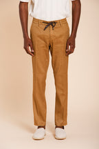 Milano Jogger men's chino pants in linen and cotton twill extra slim fit