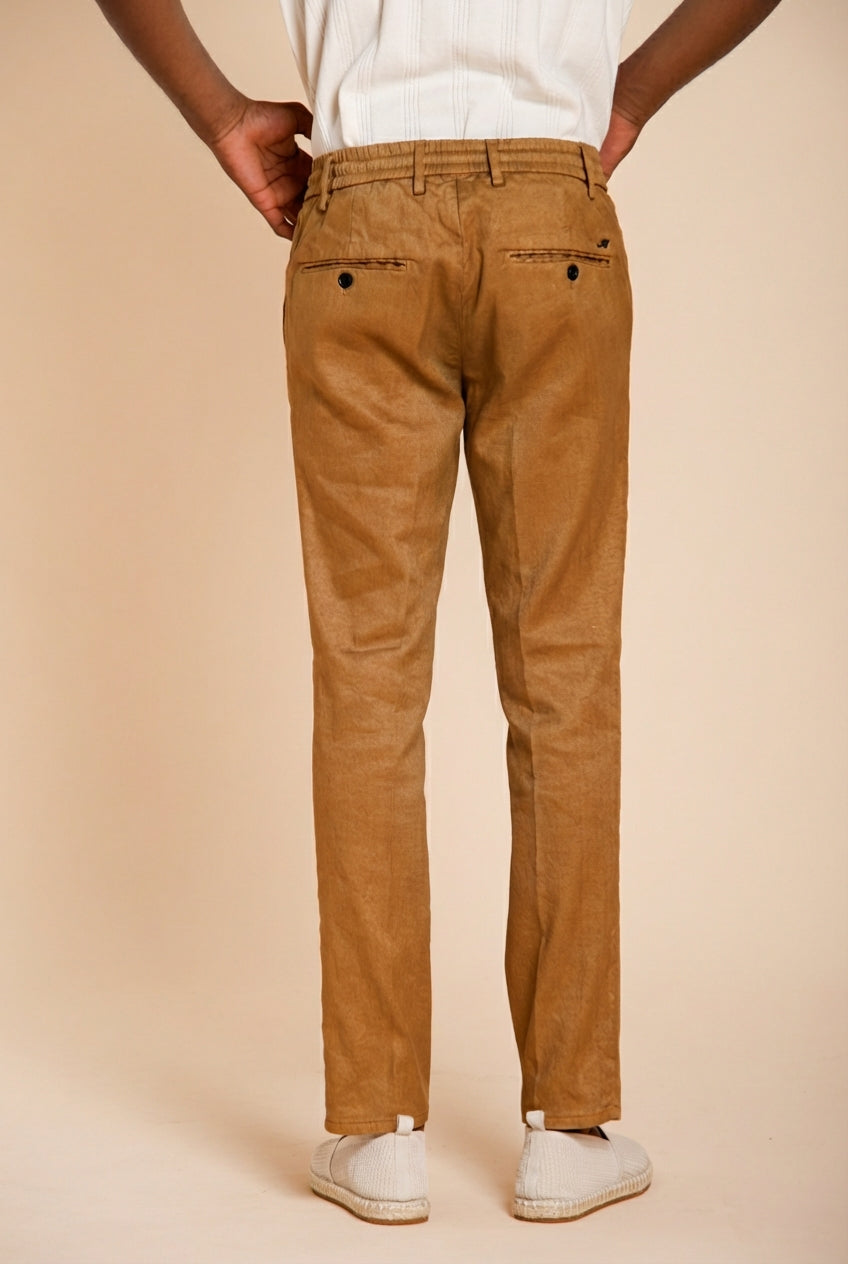 Milano Jogger men's chino pants in linen and cotton twill extra slim fit