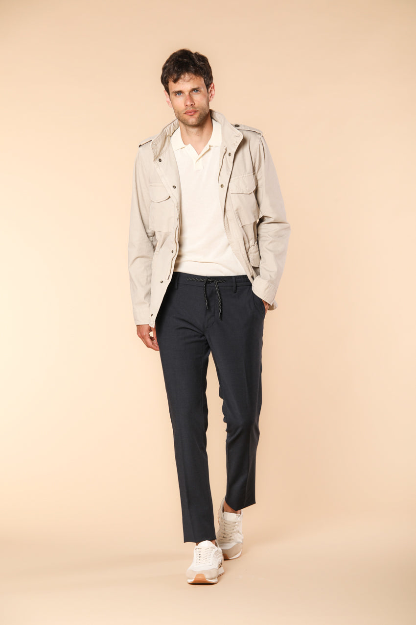Milano Jogger Herren Chino Hose aus Wolle Travel Extra Slim Fit