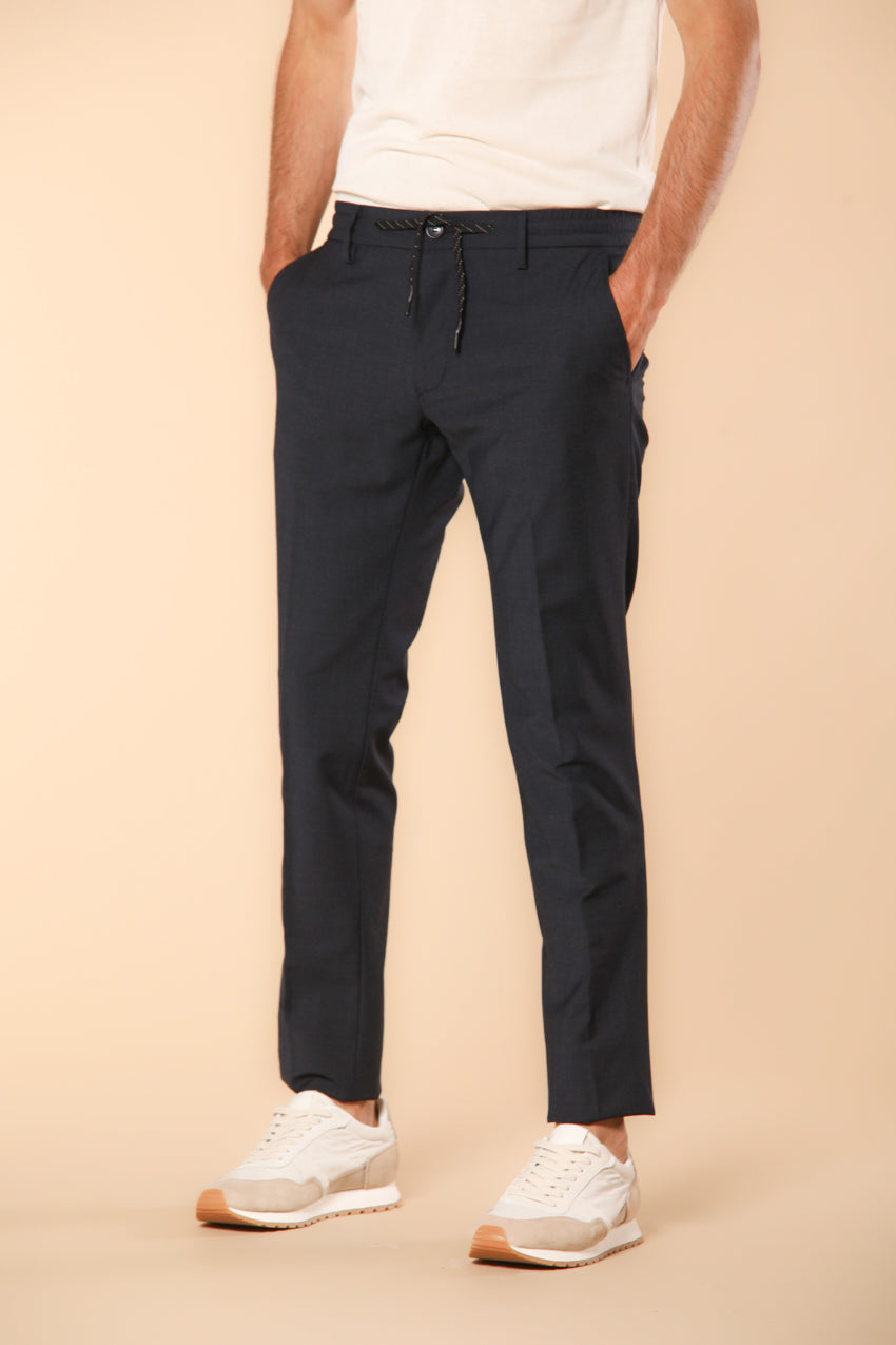 Milano Jogger Herren Chino Hose aus Wolle Travel Extra Slim Fit