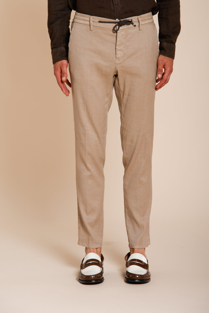Milano Jogger men's chino pants in linen and cotton twill extra slim fit