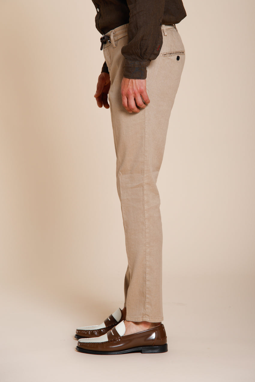 Milano Jogger men's chino pants in linen and cotton twill extra slim fit