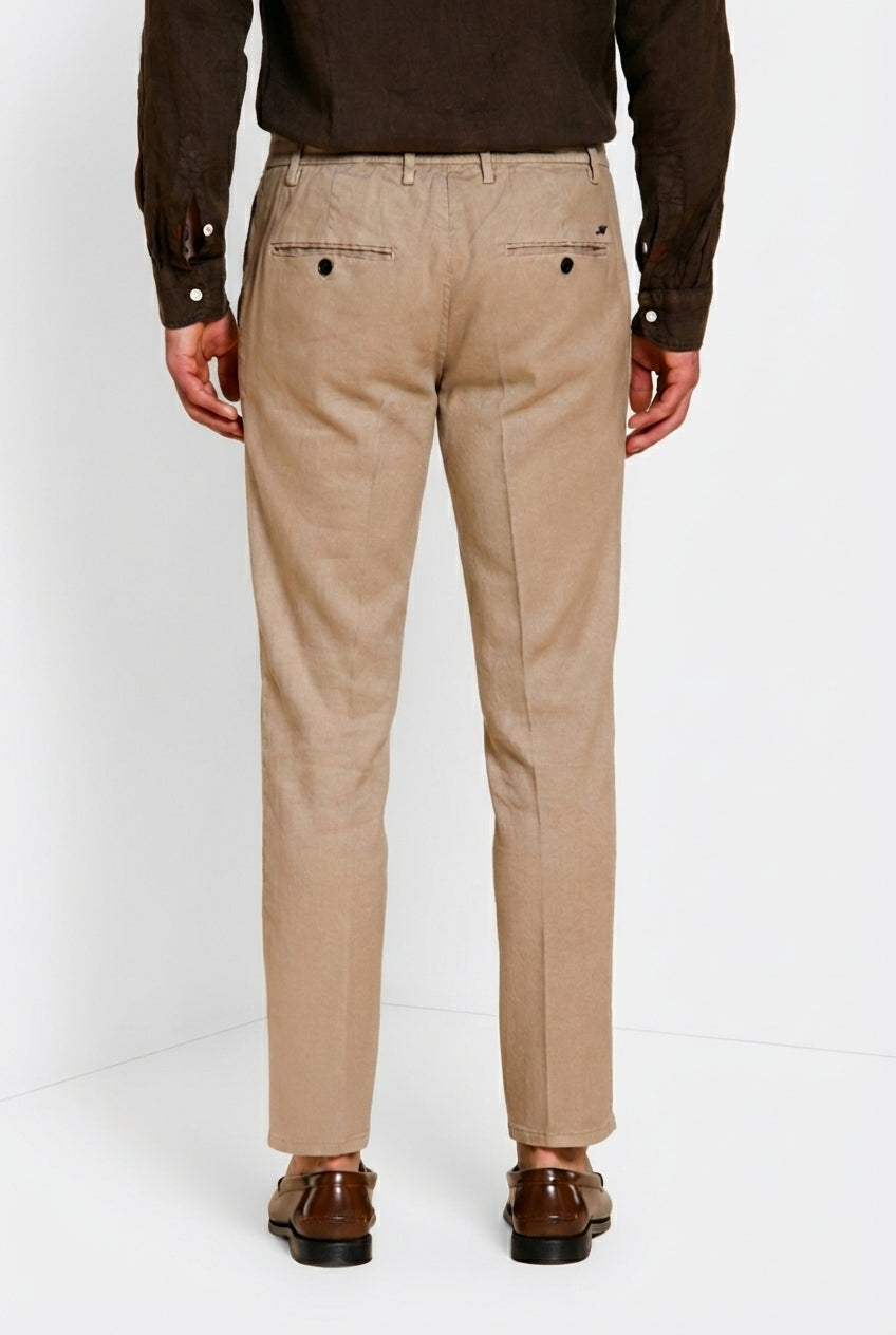Milano Jogger men's chino pants in linen and cotton twill extra slim fit