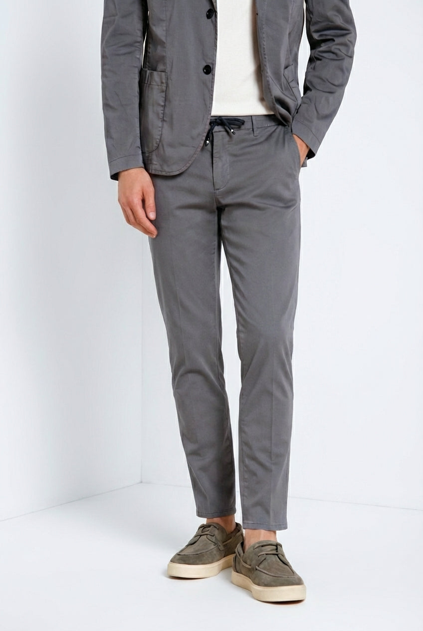 Milano Jogger Travel men's chino pants in technical travel stretch satin extra slim fit