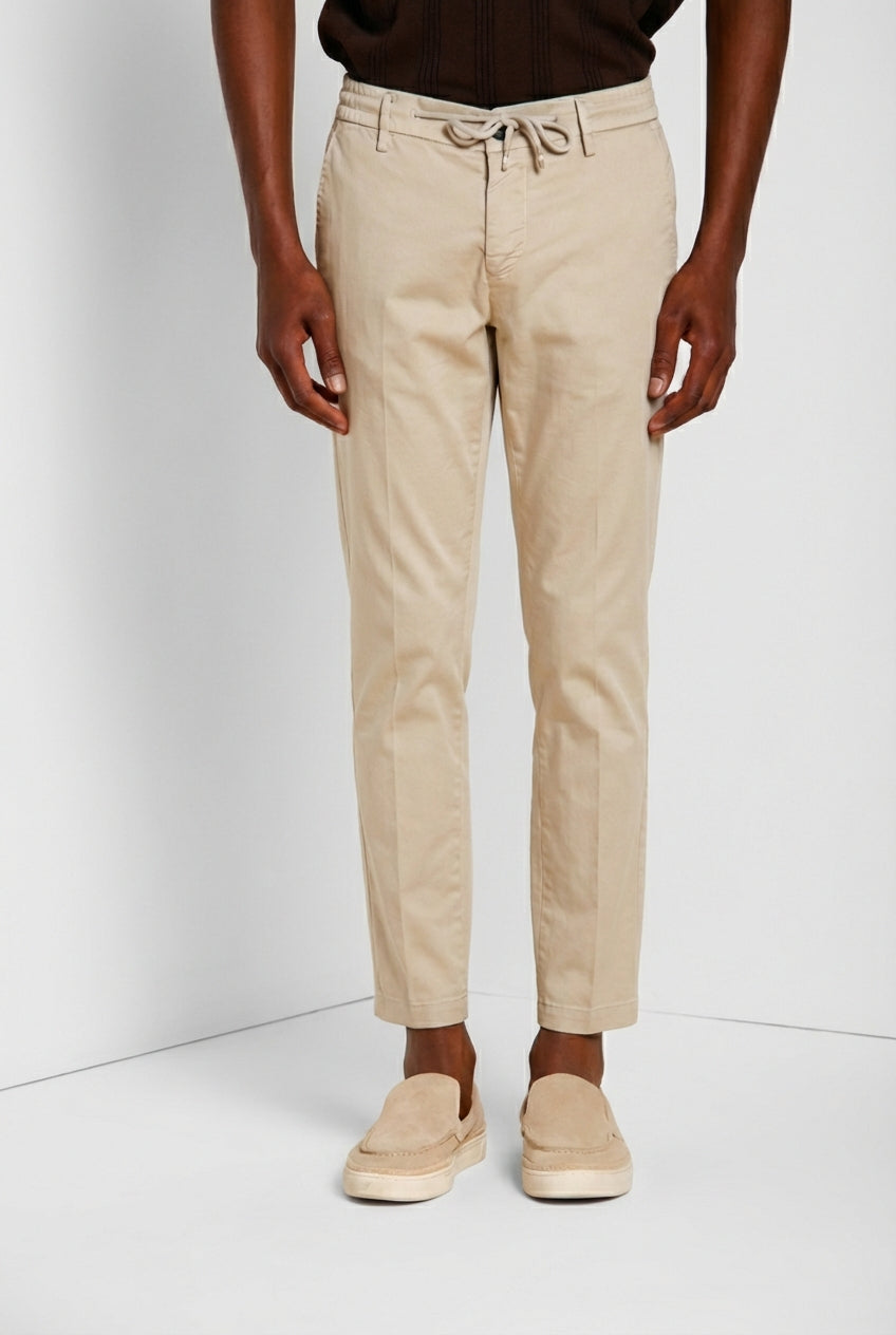 Milano Jogger Travel men's chino pants in technical travel stretch satin extra slim fit