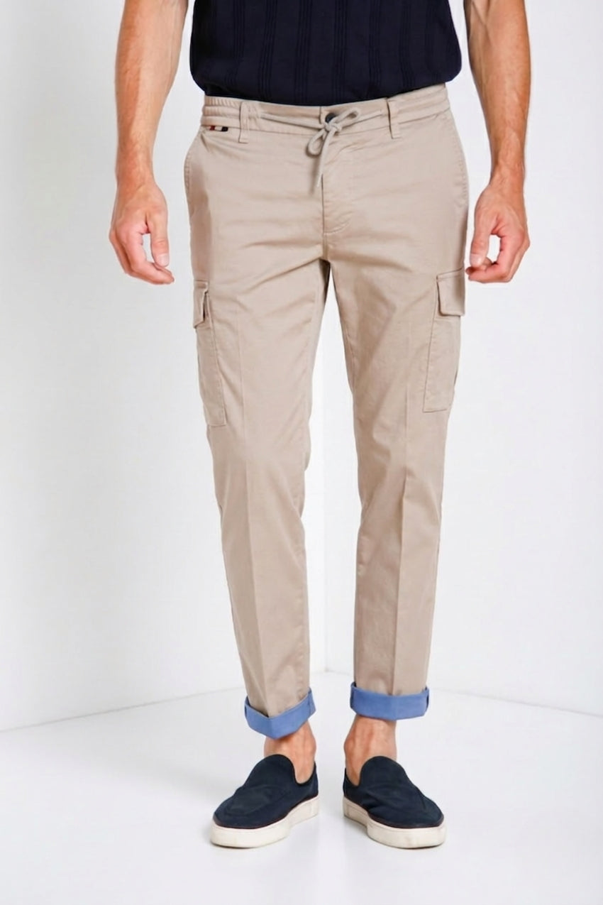 Chile Jogger men's cargo pants in technical travel stretch satin extra slim fit