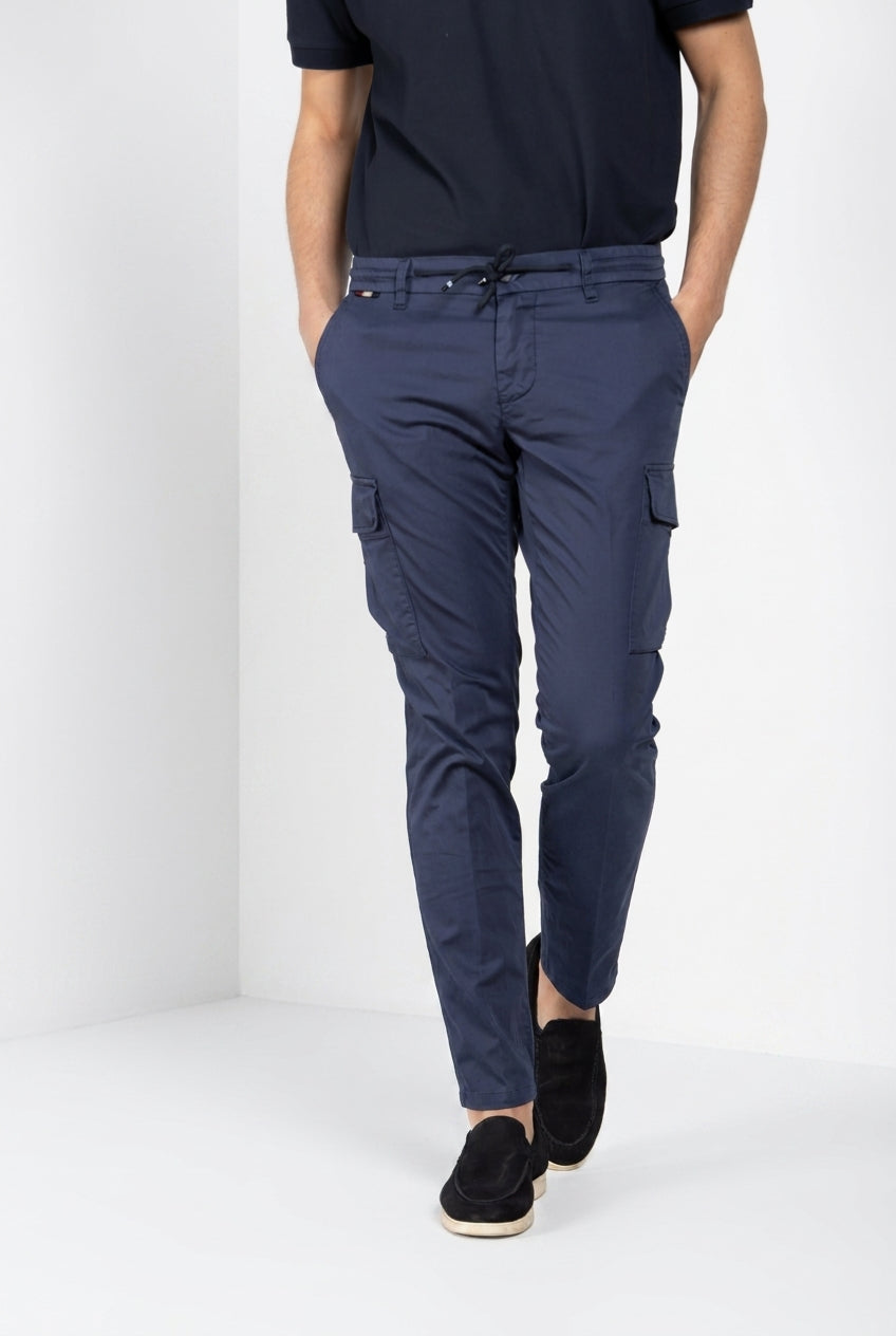 Chile Jogger Hose Cargo Herren aus technischem Travel-Stretch-Satin extra slim fit