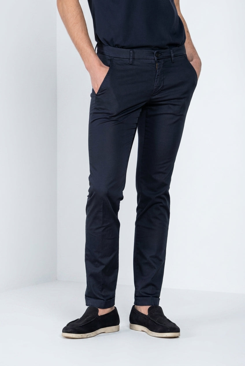Torino Travel pantalone chino uomo in raso tecnico travel stretch slim fit