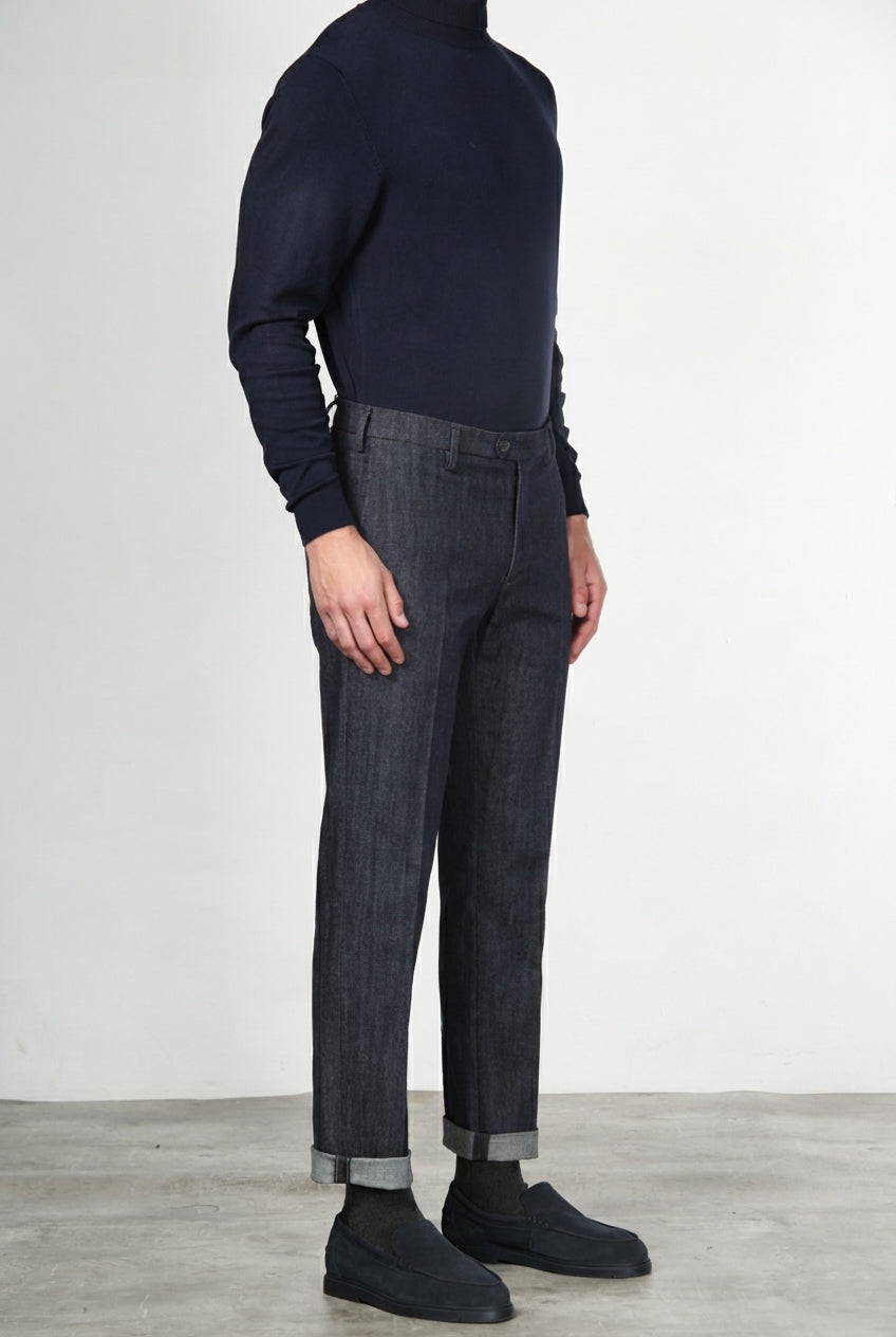New York pantalone chino uomo in denim stretch regular fit