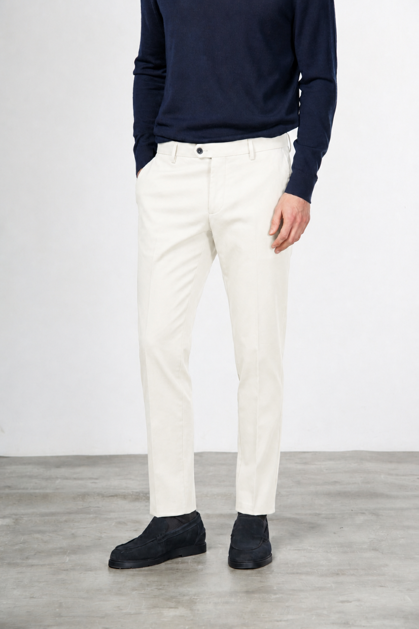 New York pantalone chino uomo in twill di cotone e cashmere regular fit