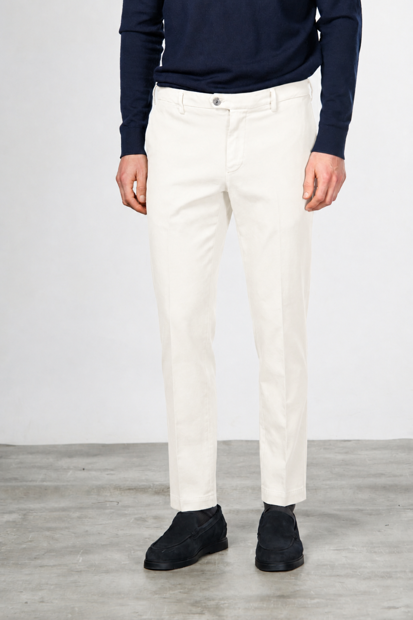 New York pantalone chino uomo in twill di cotone e cashmere regular fit