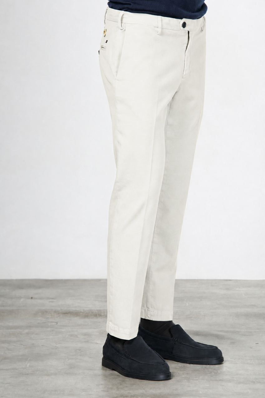 New York pantalone chino uomo in twill di cotone e cashmere regular fit