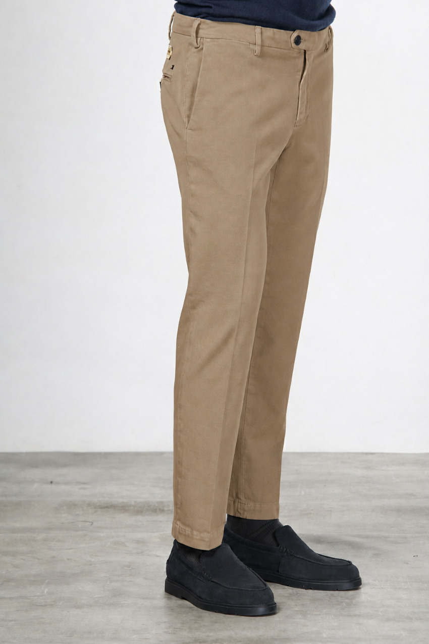 New York pantalone chino uomo in twill di cotone e cashmere regular fit