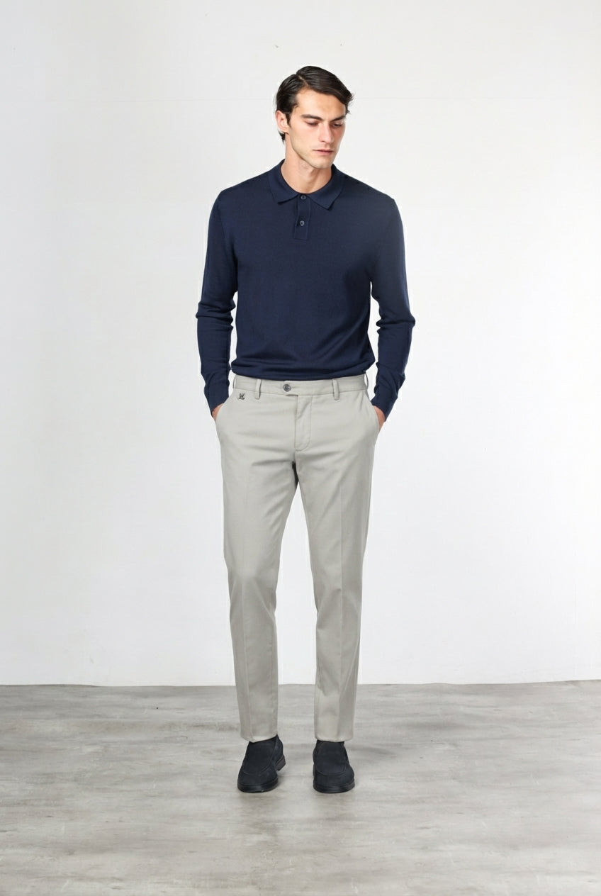 New York pantalone chino uomo in twill di cotone e cashmere regular fit