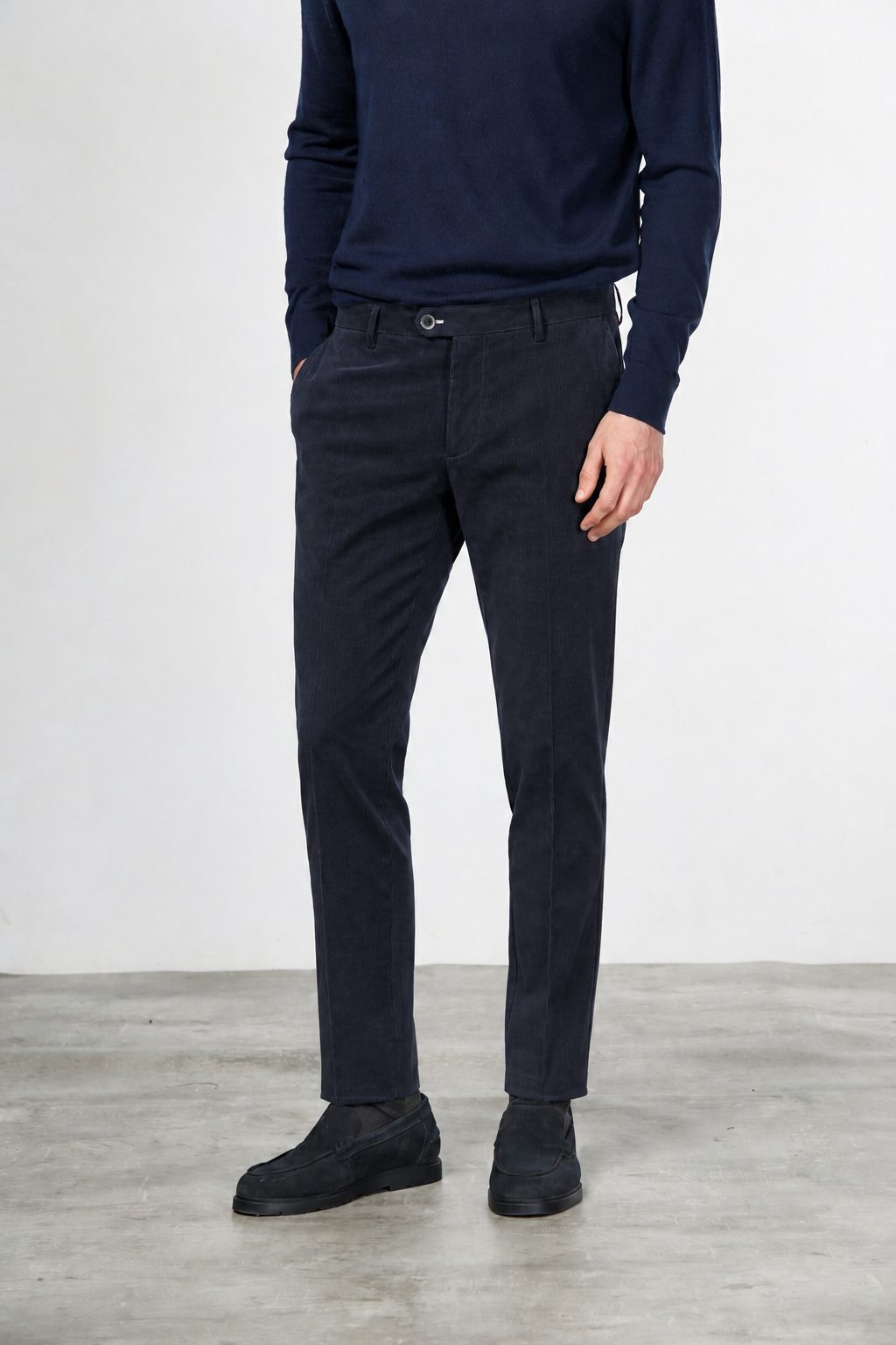 New York pantalone chino uomo in twill di cotone e cashmere regular fit
