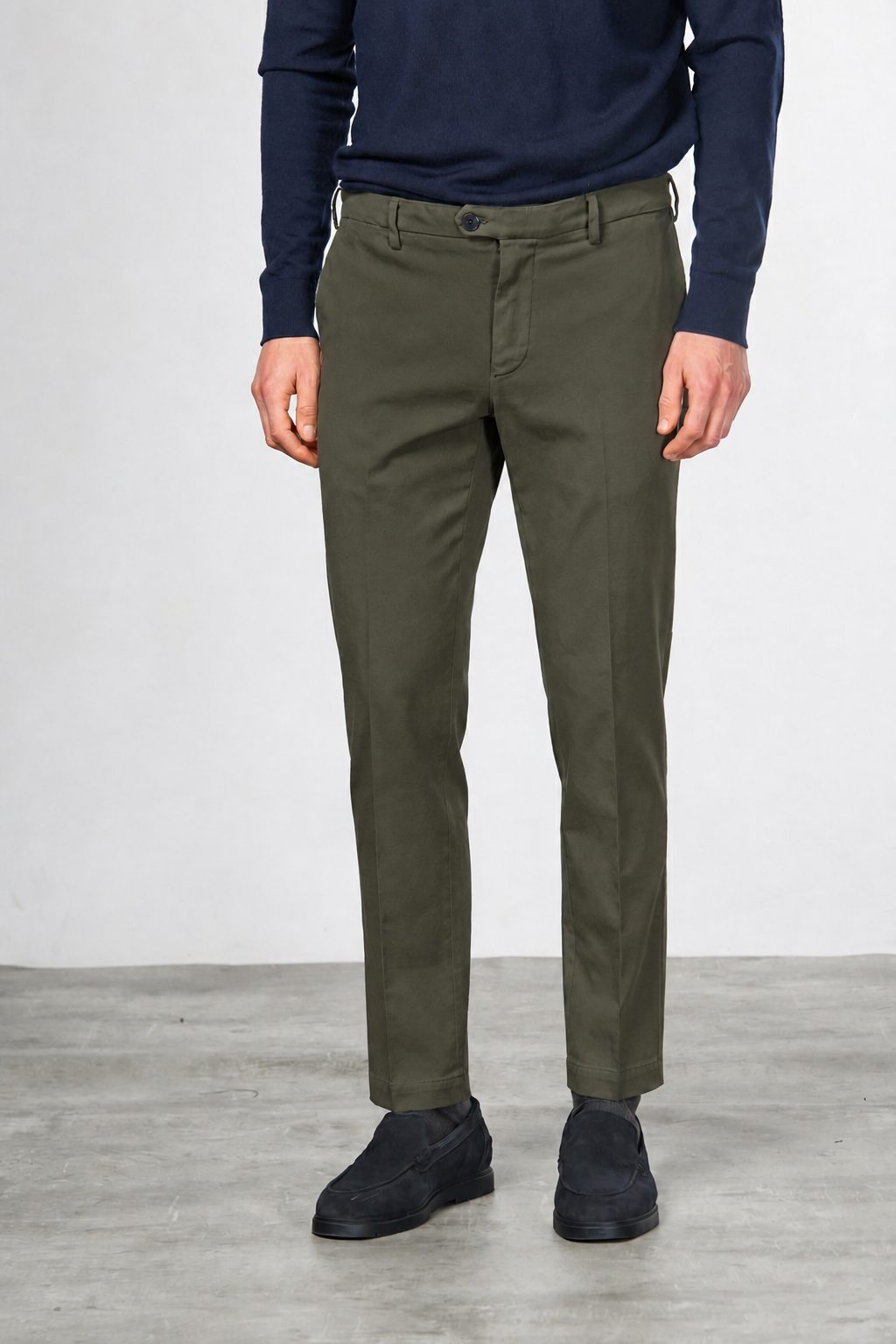 New York pantalone chino uomo in twill di cotone e cashmere regular fit