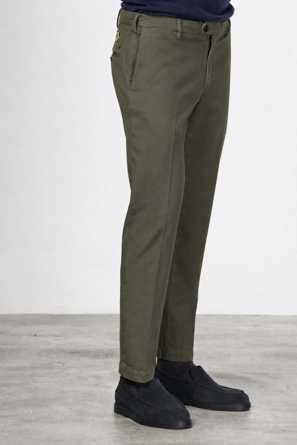 New York pantalone chino uomo in twill di cotone e cashmere regular fit