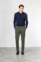 New York pantalone chino uomo in twill di cotone e cashmere regular fit