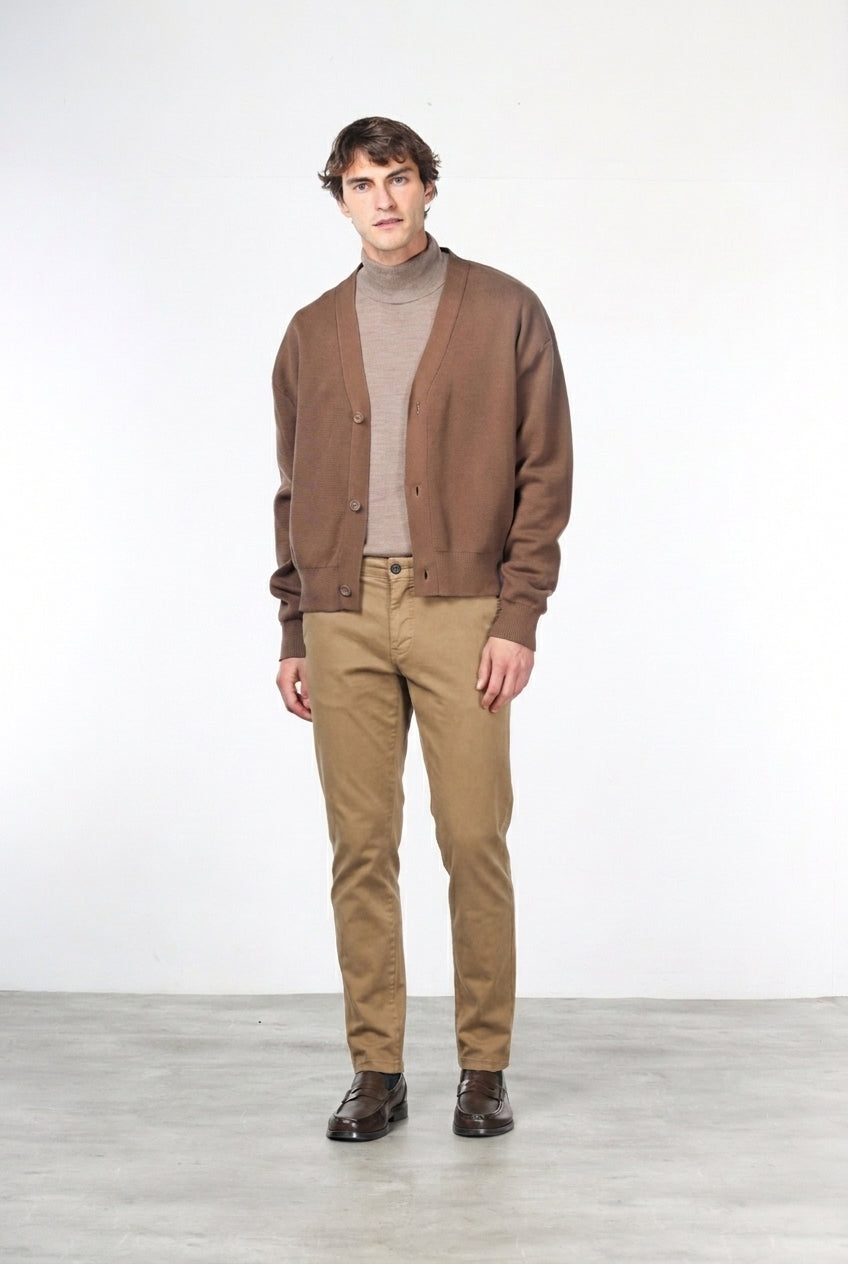 New York pantalone chino uomo in gabardina cotone e lana regular fit