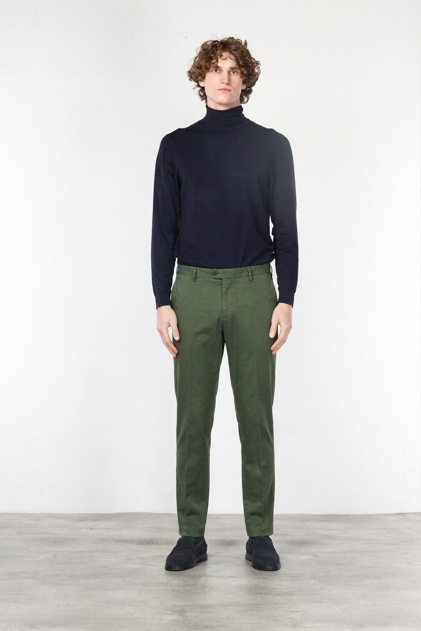 New York pantalone chino uomo in gabardina cotone e lana regular fit