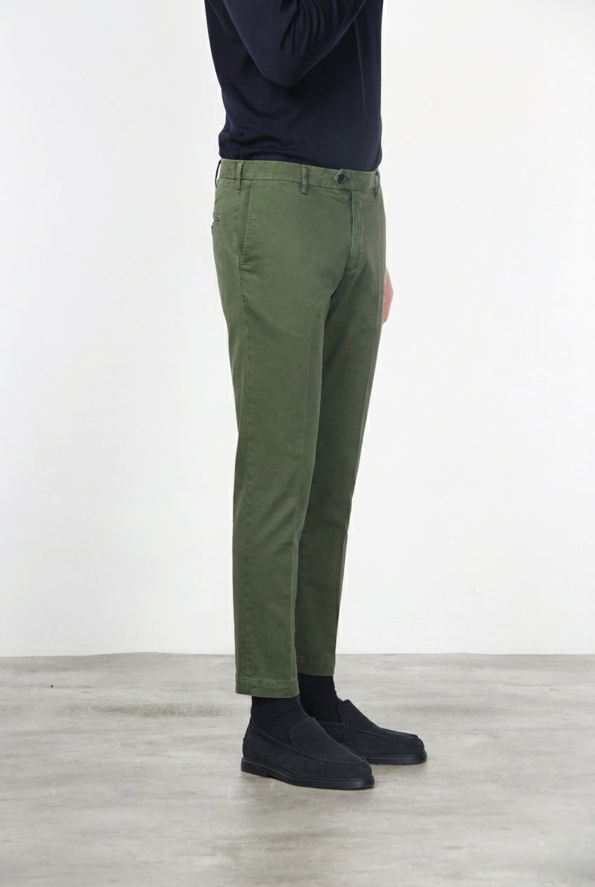 New York pantalone chino uomo in gabardina cotone e lana regular fit