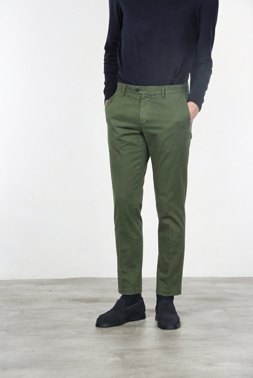 New York pantalone chino uomo in gabardina cotone e lana regular fit