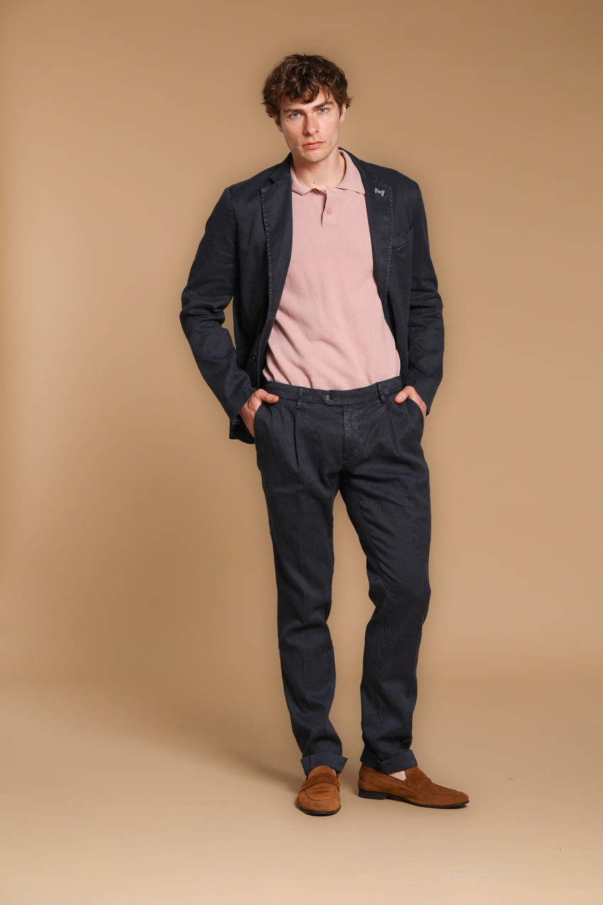 New York Time 1 Pinces pantalon chino homme en twill de lin et coton regular fit