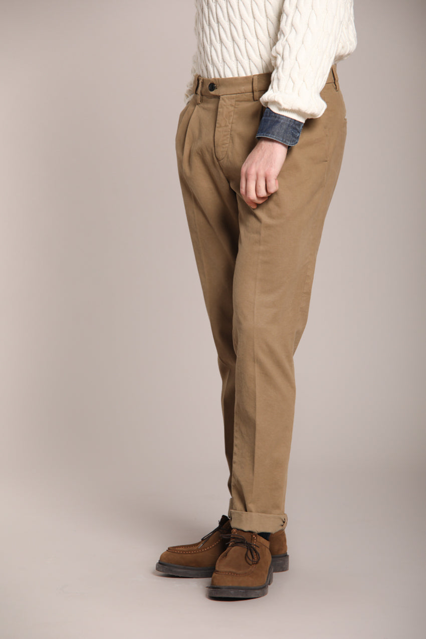 Foto 4 New York Time 2 Pinces pantalone chino uomo in cotone lana regular fit