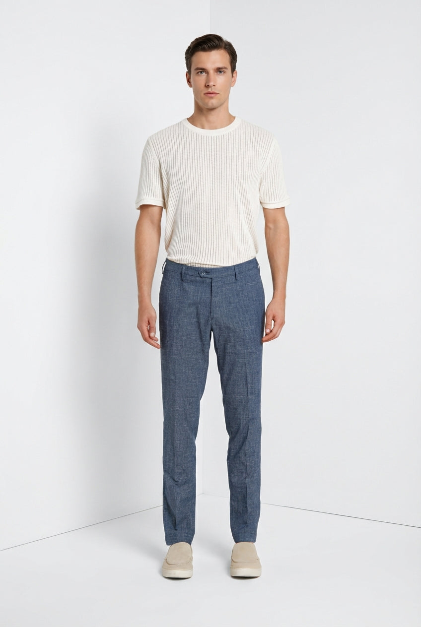 New York pantalone chino uomo in microfantasia pied de poule tinto filo regular fit