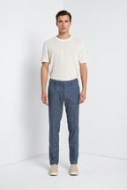 New York pantalone chino uomo in microfantasia pied de poule tinto filo regular fit