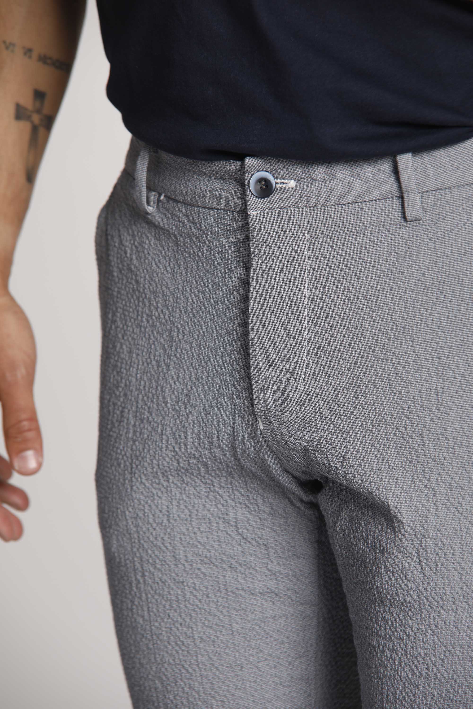 Milano Style pantalon chino pour homme en seersucker extra slim fit
