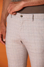 Milano pantalon chino homme avec motif Prince de Galles et fil marron foncé Extra Slim fit