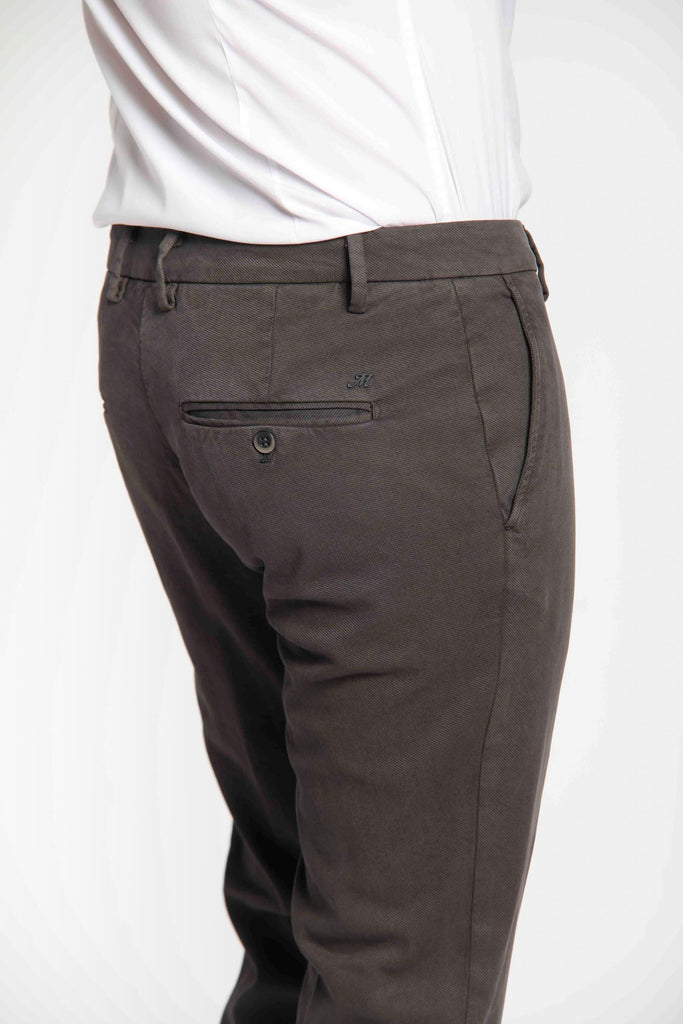 Milano Style man chino pant in gabardine and cotton modal stretch extra slim ①