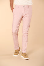 Milano men's chino pants in cotton and tencel blend with micro-pattern extra slim fit ①