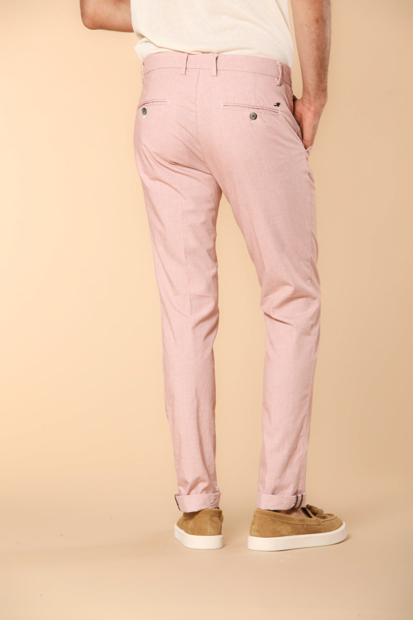 Milano men's chino pants in cotton and tencel blend with micro-pattern extra slim fit ①