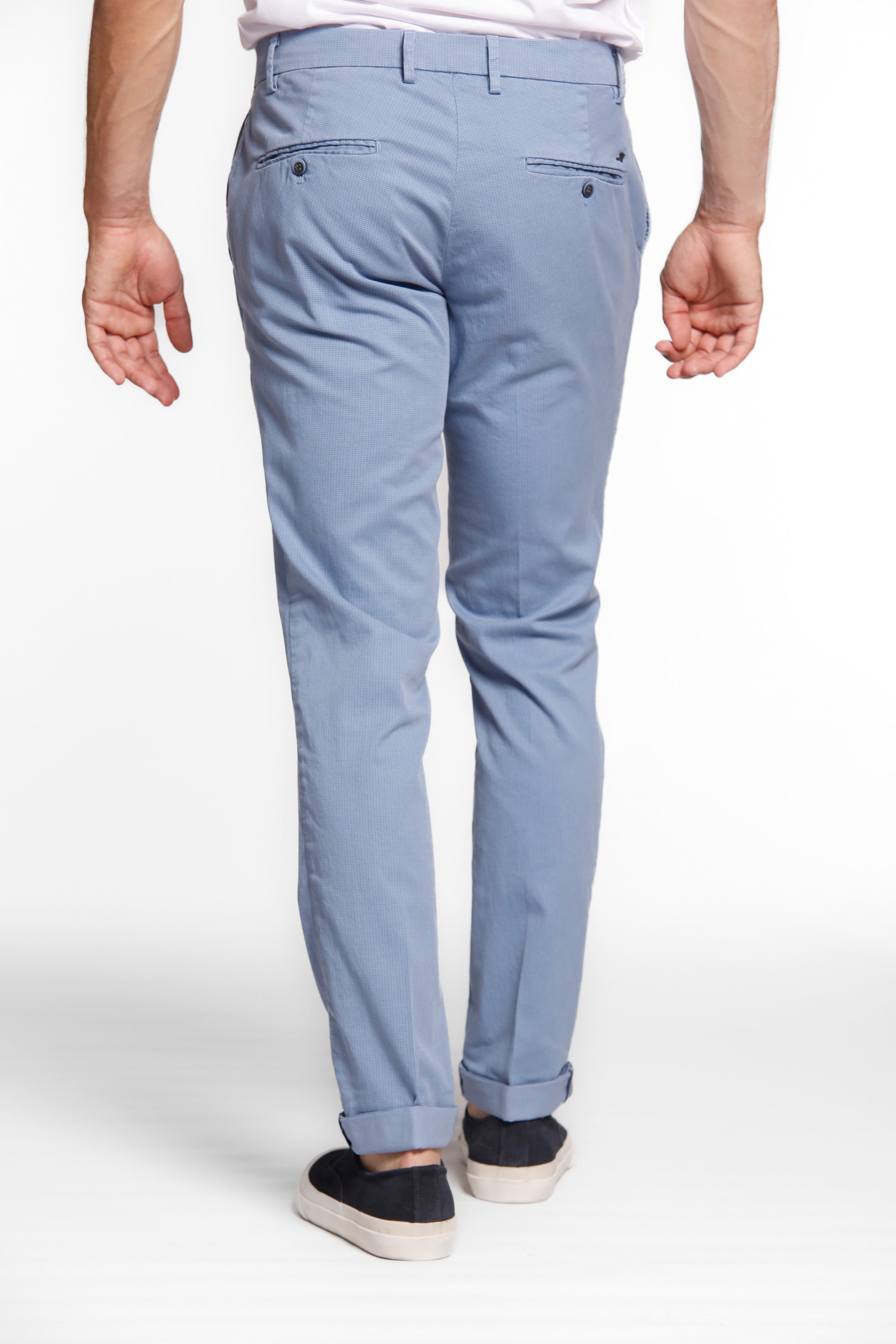 Milano Style Pantalon chino pour homme en twill et tencel microprint extra slim fit