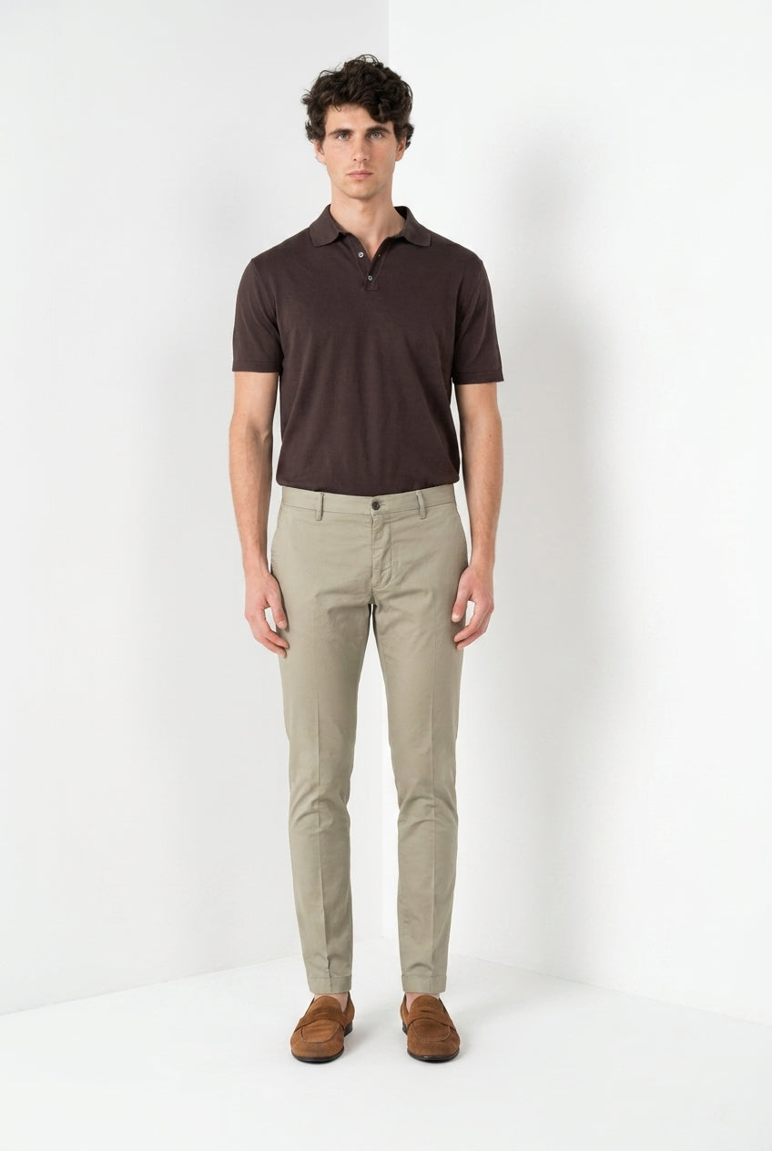 Milano pantalon chino homme en gabardine stretch extra slim fit ①