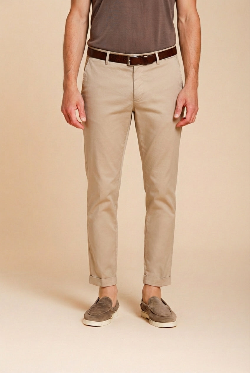 Milano men's chino pants in stretch gabardine extra slim fit ①