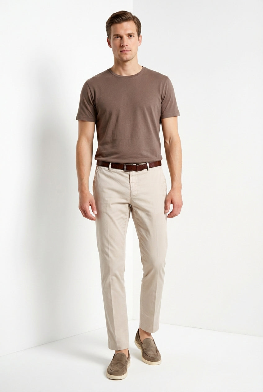 Milano pantalon chino homme en gabardine stretch extra slim fit ①