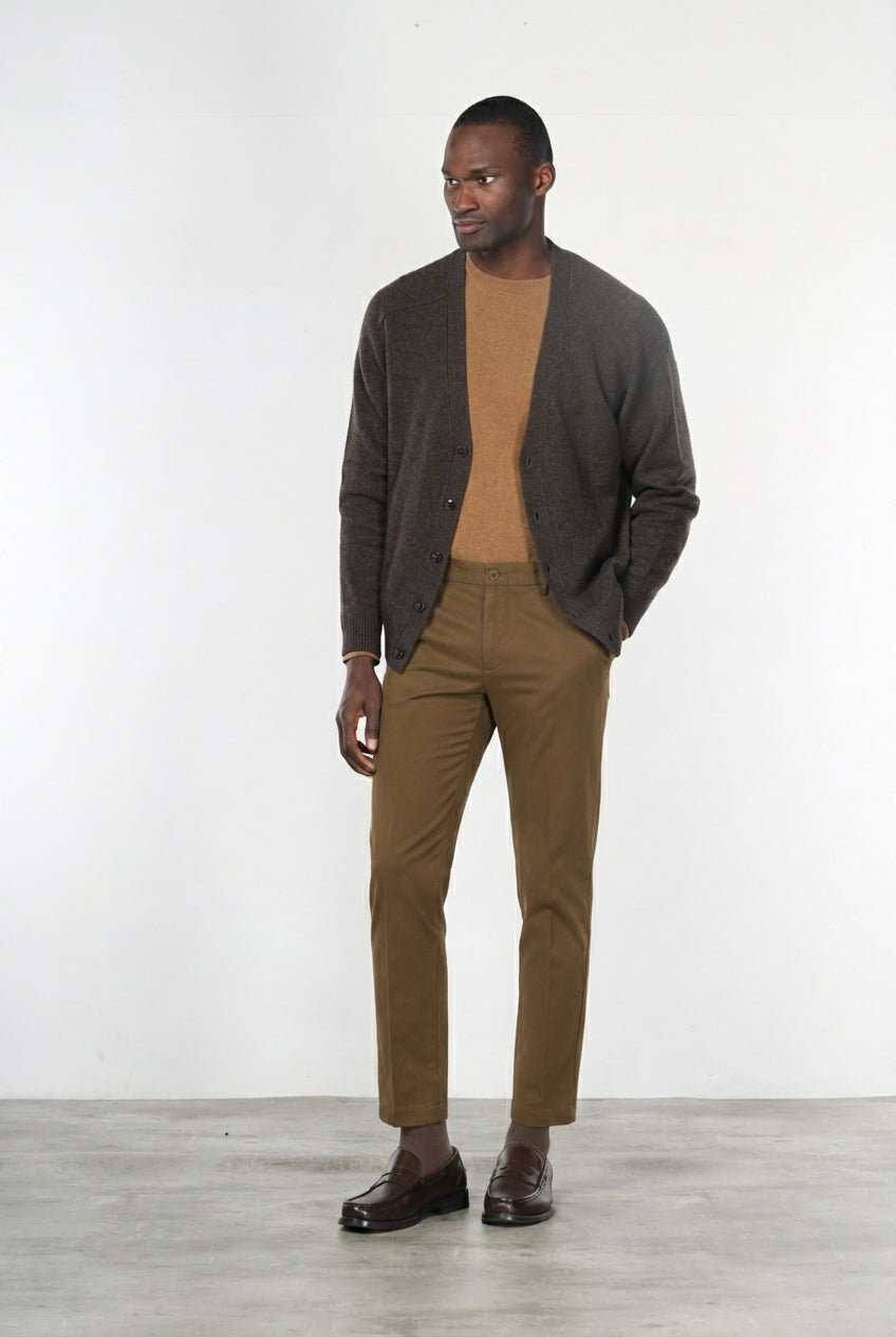 Milano chino pants for men in stretch gabardine, extra slim fit ①