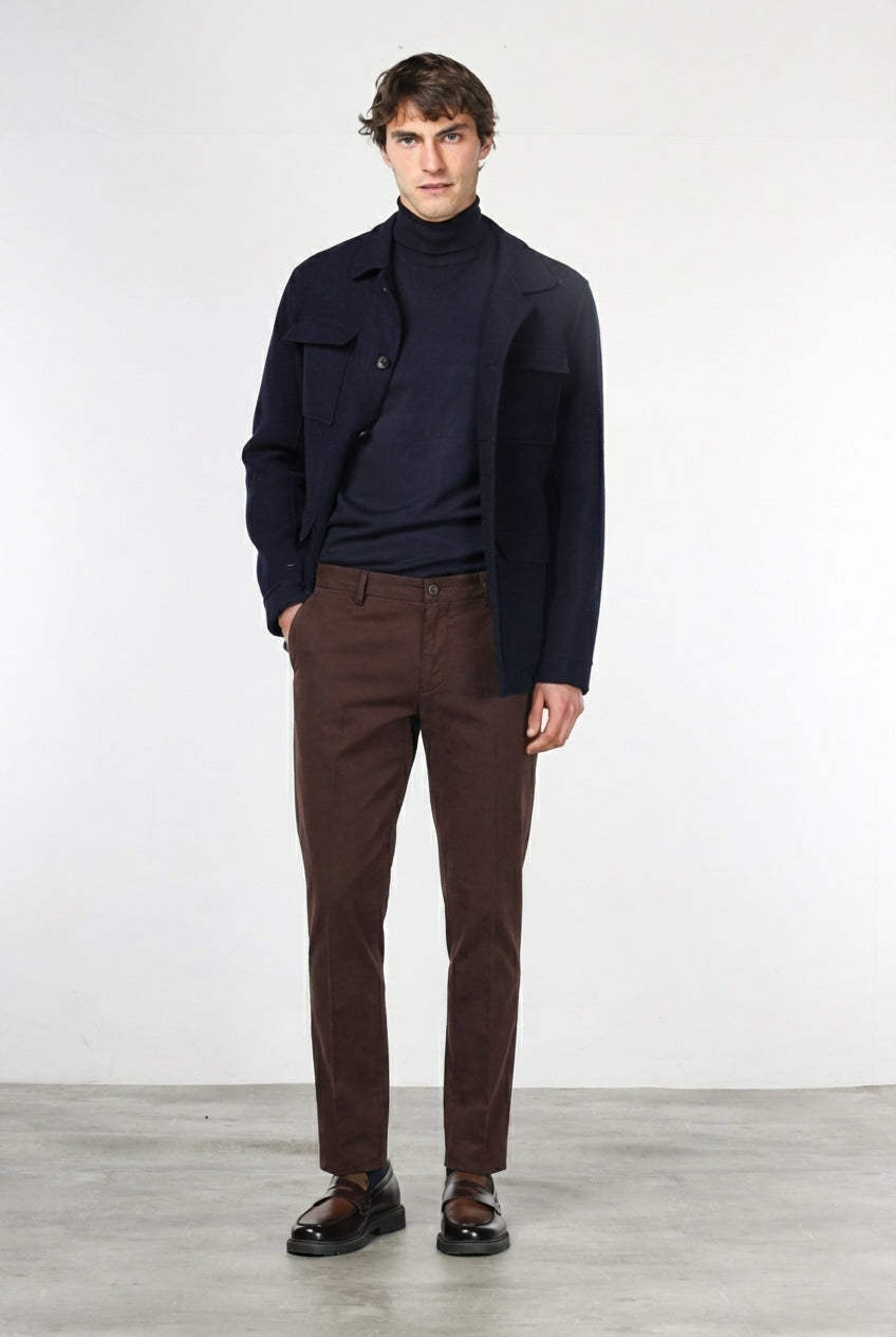 Milano pantalone chino uomo in gabardina stretch extra slim fit ①